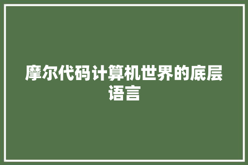 摩尔代码计算机世界的底层语言