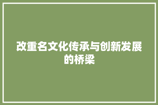 改重名文化传承与创新发展的桥梁