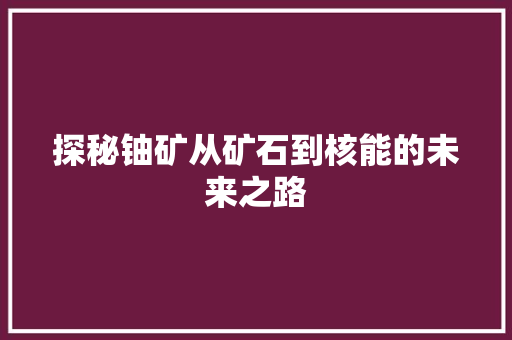 探秘铀矿从矿石到核能的未来之路