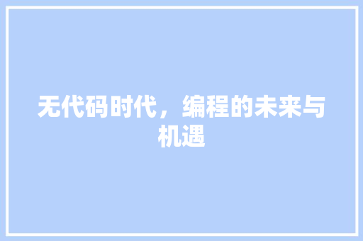 无代码时代，编程的未来与机遇
