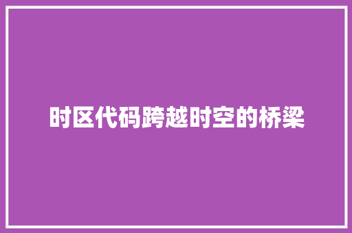 时区代码跨越时空的桥梁