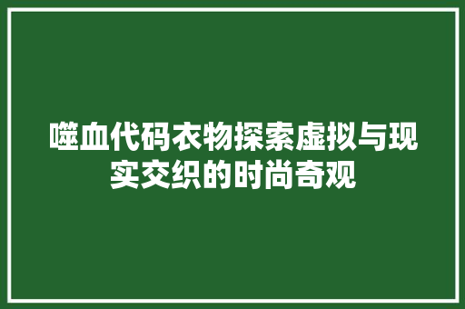 噬血代码衣物探索虚拟与现实交织的时尚奇观