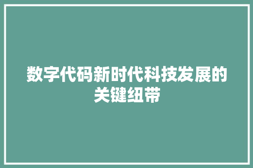 数字代码新时代科技发展的关键纽带