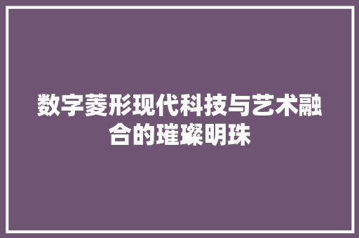 数字菱形现代科技与艺术融合的璀璨明珠