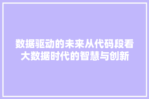 数据驱动的未来从代码段看大数据时代的智慧与创新  第1张