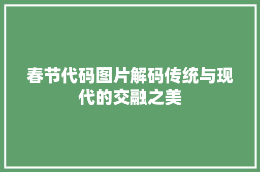 春节代码图片解码传统与现代的交融之美