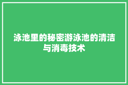 泳池里的秘密游泳池的清洁与消毒技术