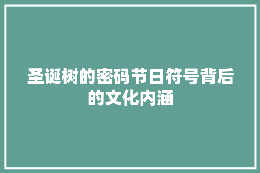 圣诞树的密码节日符号背后的文化内涵