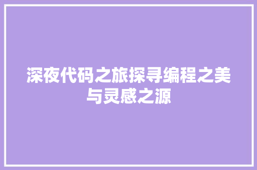 深夜代码之旅探寻编程之美与灵感之源