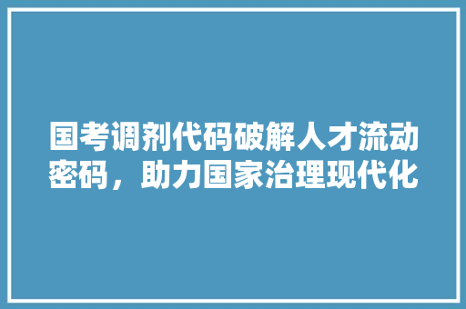 国考调剂代码破解人才流动密码，助力国家治理现代化