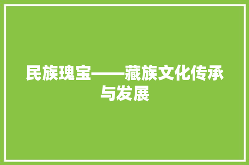 民族瑰宝——藏族文化传承与发展