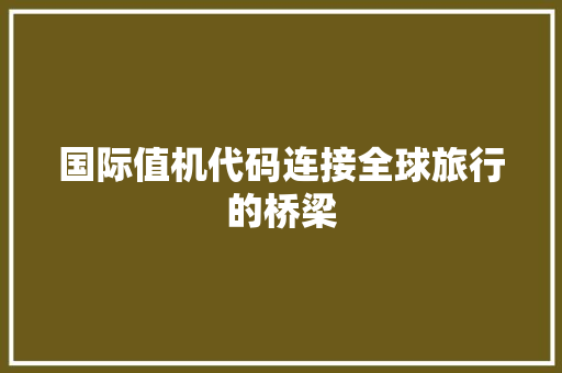 国际值机代码连接全球旅行的桥梁