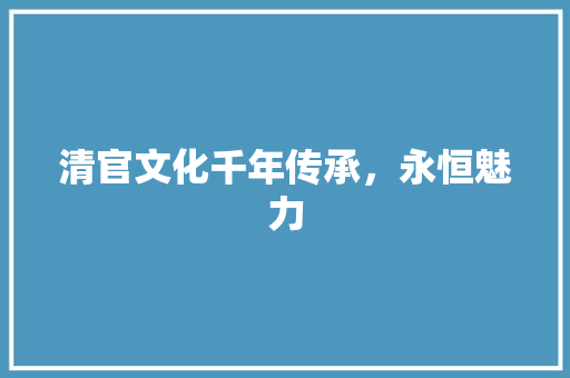 清官文化千年传承，永恒魅力