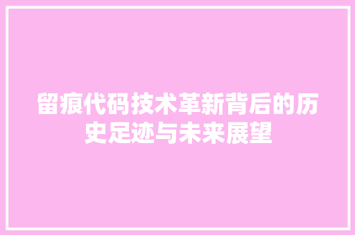 留痕代码技术革新背后的历史足迹与未来展望