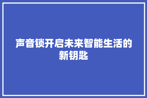 声音锁开启未来智能生活的新钥匙