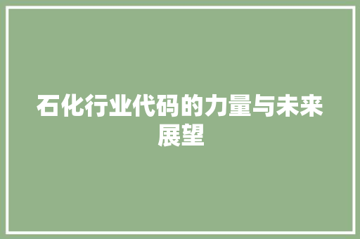 石化行业代码的力量与未来展望