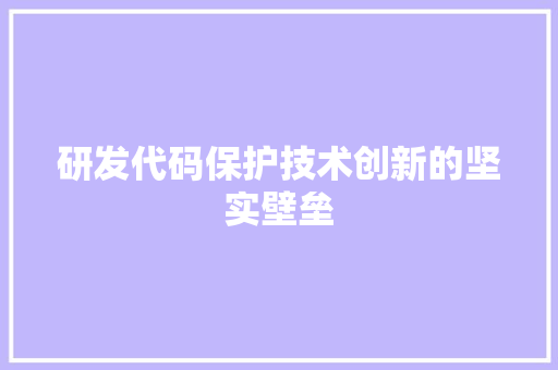 研发代码保护技术创新的坚实壁垒