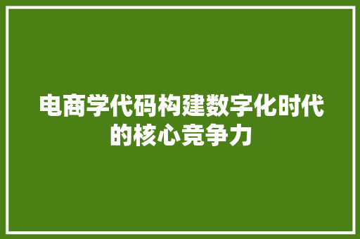 电商学代码构建数字化时代的核心竞争力