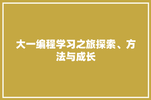 大一编程学习之旅探索、方法与成长
