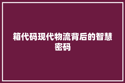 箱代码现代物流背后的智慧密码
