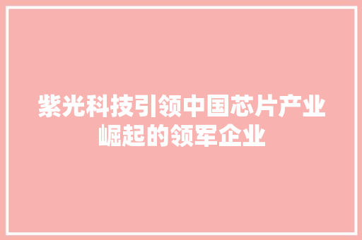 紫光科技引领中国芯片产业崛起的领军企业