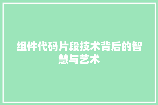 组件代码片段技术背后的智慧与艺术