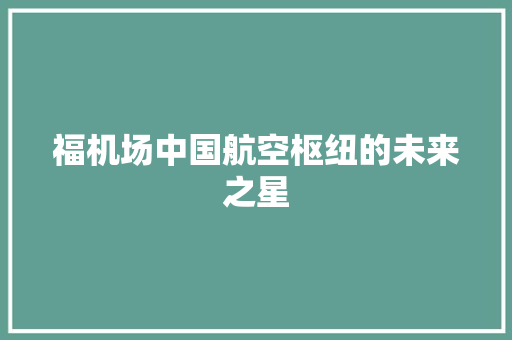 福机场中国航空枢纽的未来之星