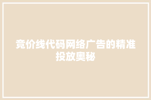竞价线代码网络广告的精准投放奥秘
