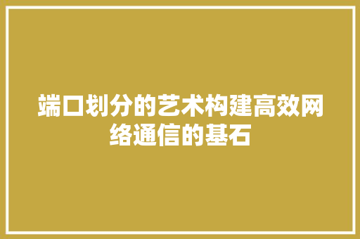 端口划分的艺术构建高效网络通信的基石