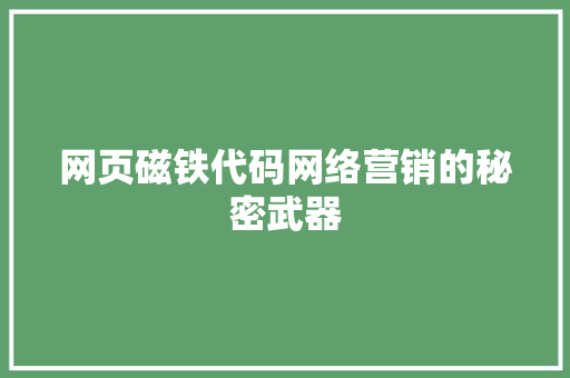 网页磁铁代码网络营销的秘密武器