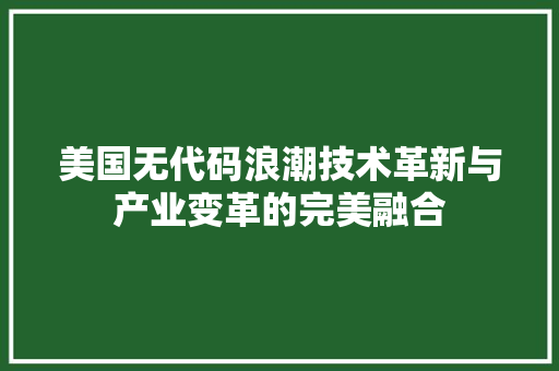 美国无代码浪潮技术革新与产业变革的完美融合  第1张
