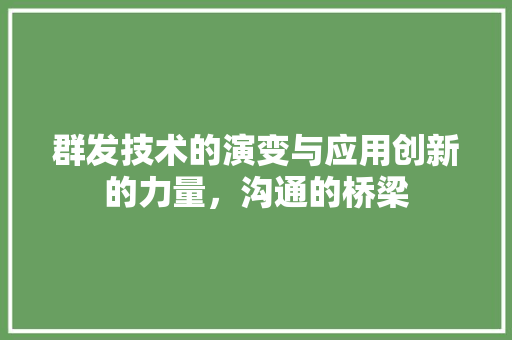 群发技术的演变与应用创新的力量，沟通的桥梁