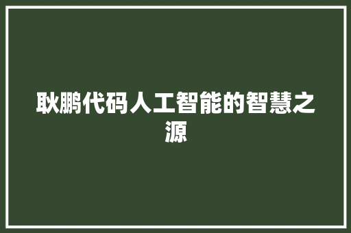 耿鹏代码人工智能的智慧之源