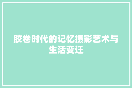 胶卷时代的记忆摄影艺术与生活变迁