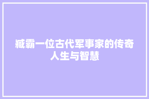 臧霸一位古代军事家的传奇人生与智慧