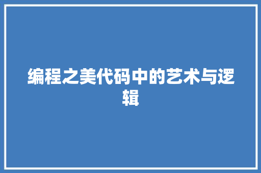 编程之美代码中的艺术与逻辑