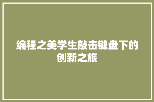 编程之美学生敲击键盘下的创新之旅