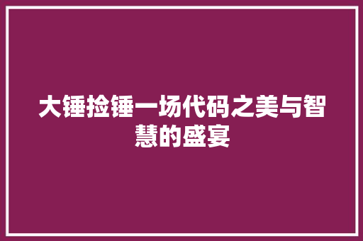 大锤捡锤一场代码之美与智慧的盛宴