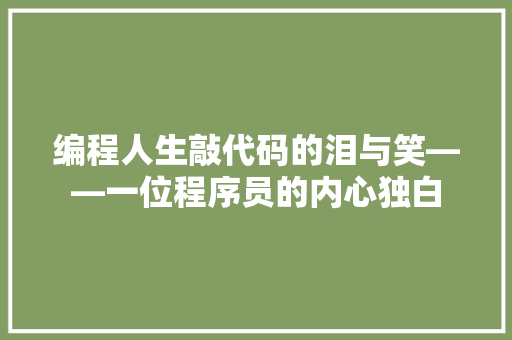 编程人生敲代码的泪与笑——一位程序员的内心独白