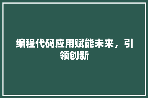 编程代码应用赋能未来，引领创新