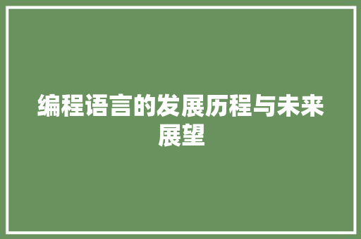 编程语言的发展历程与未来展望