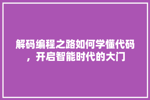 解码编程之路如何学懂代码，开启智能时代的大门