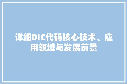 详细DIC代码核心技术、应用领域与发展前景