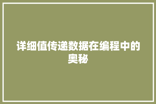 详细值传递数据在编程中的奥秘