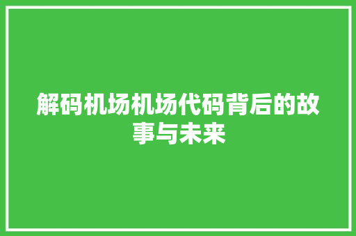解码机场机场代码背后的故事与未来