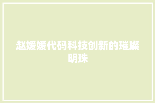 赵媛媛代码科技创新的璀璨明珠