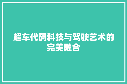 超车代码科技与驾驶艺术的完美融合