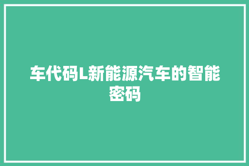 车代码L新能源汽车的智能密码