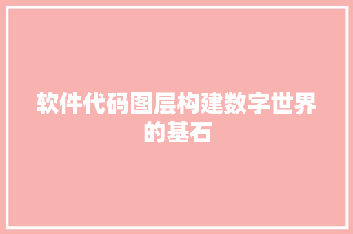 软件代码图层构建数字世界的基石
