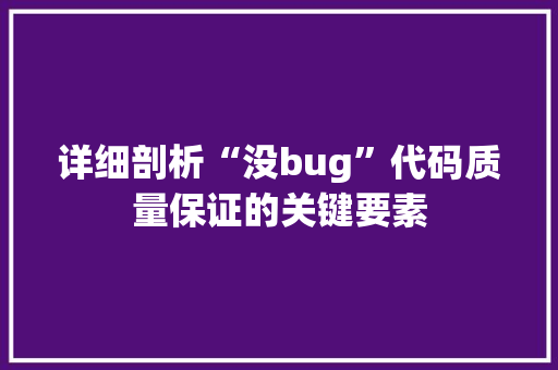 详细剖析“没bug”代码质量保证的关键要素